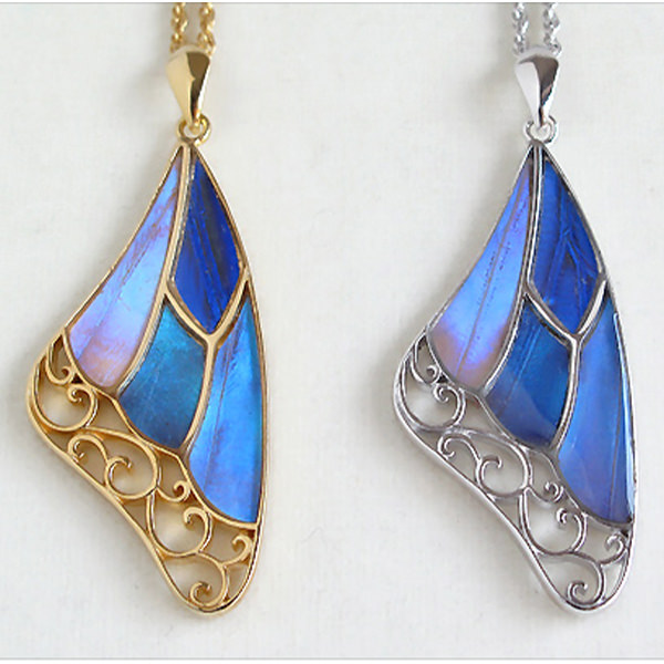 モルフォ蝶の羽を使ったネックレス